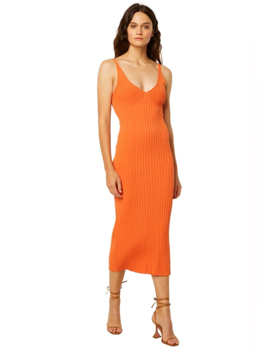 Misa Los Angeles Nova Dress in Tangerine
Orange Sleeveless Rib Knit Size S